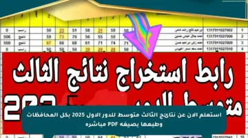 استعلم الآن عن نتائج الثالث متوسط للدور الأول 2025 بكل المحافظات وطبعها بصيغة PDF مباشرة